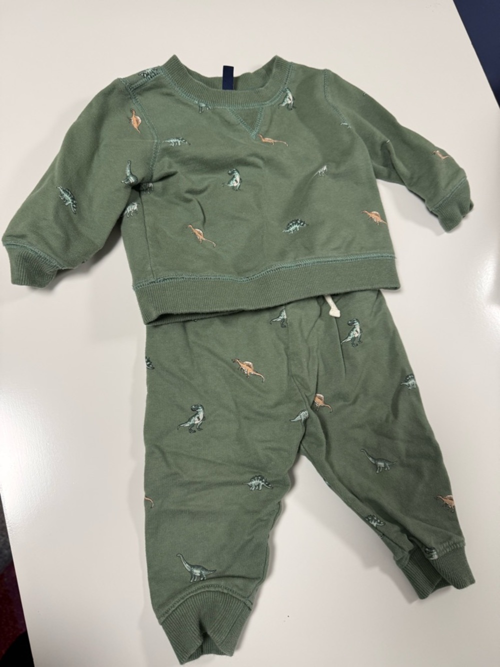 Janie and Jack Olive Green Dinosaur Two-Piece Set